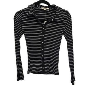 Madewell Black and White Modal Blend Striped Button-Up Shirt Womens Size XS NWT